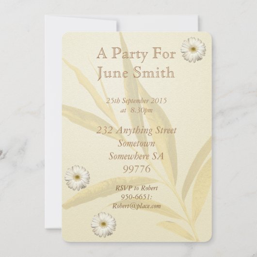 51e verjaardag Uitnodiging met madeliefjes (Achterkant)