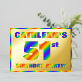 51e verjaardag van de Fun, regenboogspectrum "51" Folie Uitnodiging