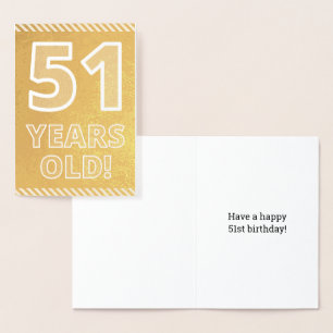 51e verjaardag: Vet '51 JAAR OUD!' Goud Folie Kaar Kaarten