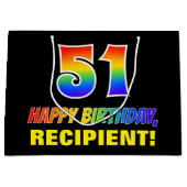 51e verjaardag: Vet, Leuk, Eenvoudig, Regenboog 51 Groot Cadeauzakje (Voorkant)