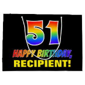 51e verjaardag: Vet, Leuk, Eenvoudig, Regenboog 51 Groot Cadeauzakje (Achterkant)