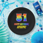 51e verjaardag: Vet, Leuk, Eenvoudig, Regenboog 51 Papieren Bordje (Feest)