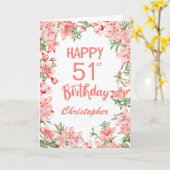 51e verjaardag Waterverf van roze peach peonies Fl Kaart (Gele Bloem)