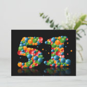 51e verjaardagsfeest, met bubbels en ballen kaart (Staand voorkant)