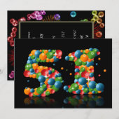 51e verjaardagsfeest, met bubbels en ballen kaart (Voorkant / Achterkant)