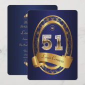 51e, verjaardagsfeest vrouw man, elegante kleur kaart (Voorkant / Achterkant)