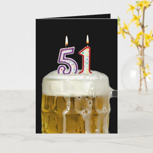 51st Birthday Beer Kaart (Gele Bloem)