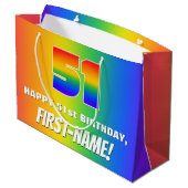 51st Birthday: Colorful, Fun Rainbow Pattern # 51 Groot Cadeauzakje (Achterkant Gekanteld)
