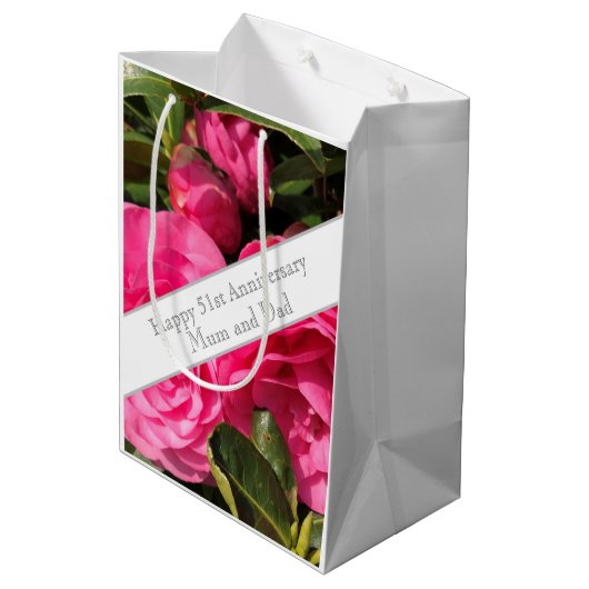 51ste bruiloft Jubileum Medium Cadeauzakje (Achterkant Gekanteld)