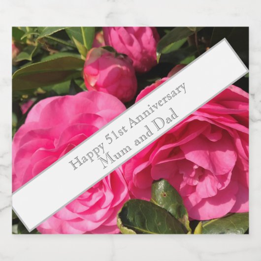 51ste bruiloft Jubileum Sparkling Wijnetiket (Enkel label)