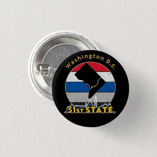 51ste staat: Staat Washington DC Ronde Button 3,2 Cm (Voorkant /achterkant)