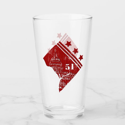 51ste - Staat Washington DC-vlaggengrens Glas (Voorkant)