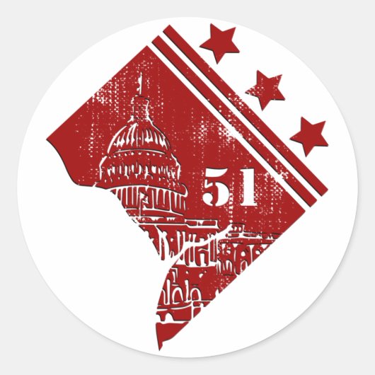 51ste - Staat Washington DC-vlaggengrens Ronde Sticker (Voorkant)