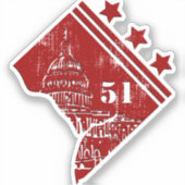51ste - Staat Washington DC-vlaggengrens Sticker (Voorkant)