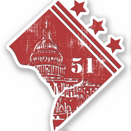51ste - Staat Washington DC-vlaggengrens Sticker (Voorkant)