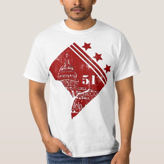 51ste - Staat Washington DC-vlaggengrens T-shirt (Voorkant)