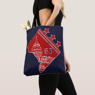 51ste - Staat Washington DC-vlaggengrens Tote Bag