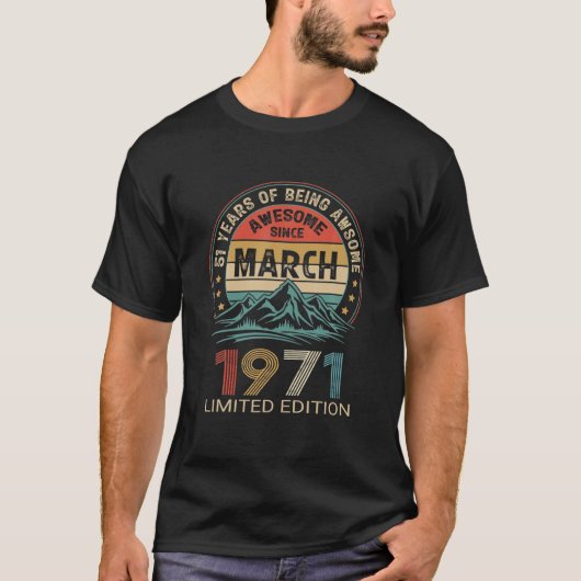 51ste verjaardag 51 jaar oud Geweldige sinds maart T-shirt (Voorkant)
