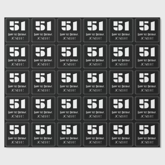 51ste verjaardag: Art Deco Geïnspireerde look "51" Cadeaupapier (Vlak)