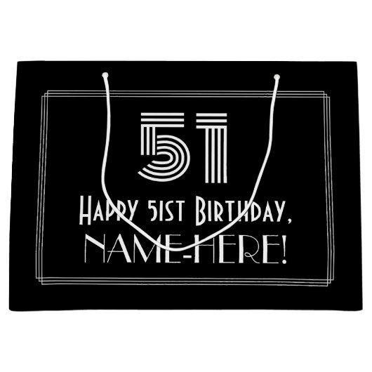 51ste verjaardag — Art Deco geïnspireerde look "51 Groot Cadeauzakje (Voorkant)