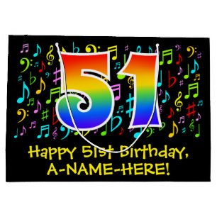 51ste verjaardag - Colorful Music Symbols, Rainbow Groot Cadeauzakje