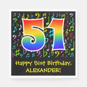 51ste verjaardag - Colorful Music Symbols, Rainbow Servet
