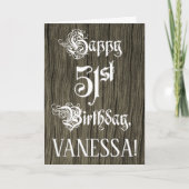 51ste verjaardag: Fancy, elegante tekst; Faux Hood Kaart (Voorkant)