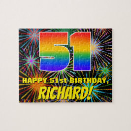 51ste verjaardag: Fun, Colorful Celebratory Firewo Legpuzzel