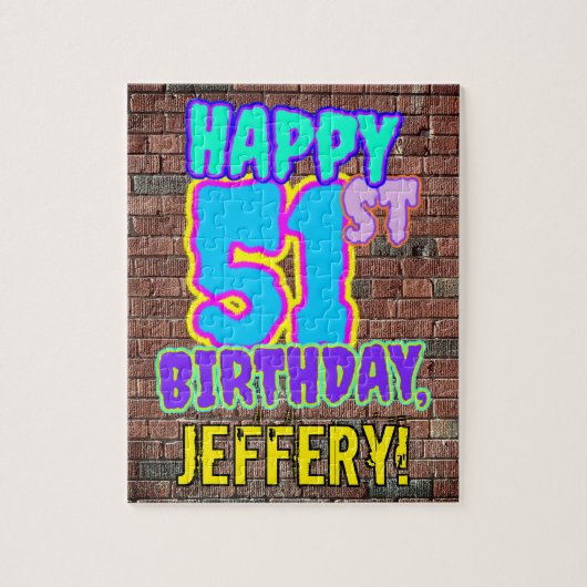 51ste verjaardag ~ Fun, geïnspireerde Urban Graffi Legpuzzel (Verticaal)