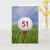 51ste verjaardag Golfbal op rood T-shirt Kaart (Gele Bloem)