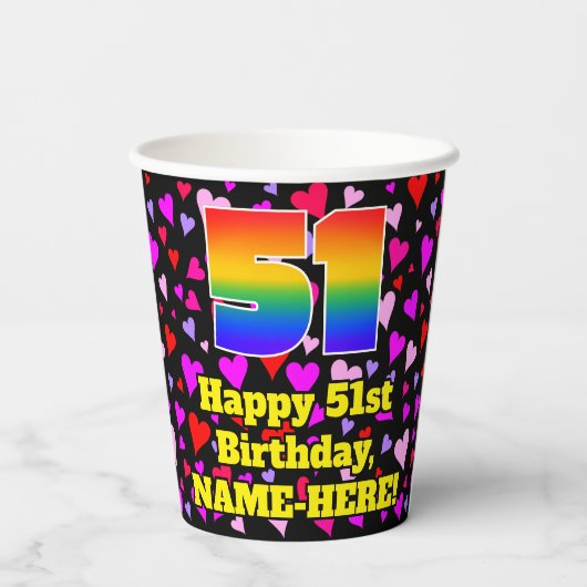 51ste verjaardag: Het liefhebbende Kunstpatroon, R Papieren Bekers (Achterkant)