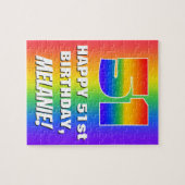 51ste verjaardag: kleurrijk, vun regenboogpatroon  legpuzzel (Horizontaal)