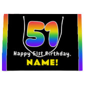 51ste verjaardag: kleurrijke regenboog # 51, Naam Groot Cadeauzakje (Voorkant)