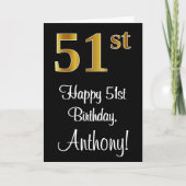 51ste verjaardag ~ Luxurieuze Faux Gold-look # Kaart (Voorkant)