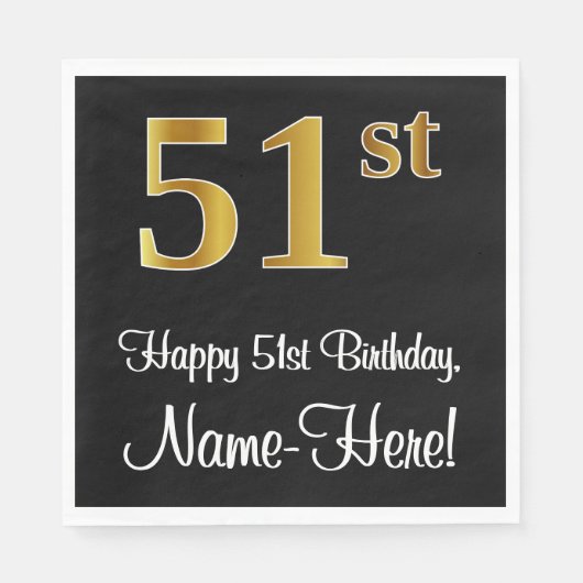 51ste verjaardag ~ Luxurieuze Faux Gold-look # Servet (Voorkant)