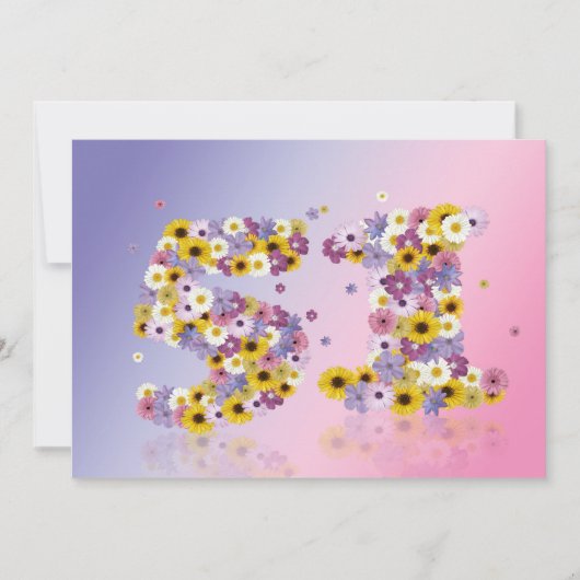 51ste verjaardag, met bloembollen letters kaart (Voorkant)