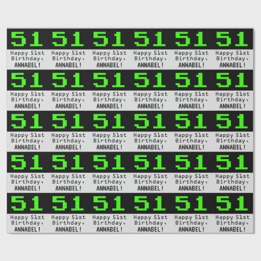 51ste verjaardag - Nerdy / Geeky stijl "51" en naa Cadeaupapier (Vlak)