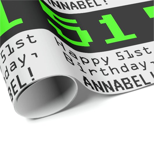 51ste verjaardag - Nerdy / Geeky stijl "51" en naa Cadeaupapier (Rol Hoek)