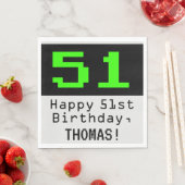 51ste verjaardag - Nerdy / Geeky Style "51" & naam Servet (Insitu)