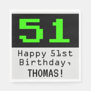 51ste verjaardag - Nerdy / Geeky Style "51" & naam Servet