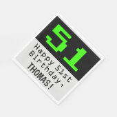 51ste verjaardag - Nerdy / Geeky Style "51" & naam Servet (Hoek)