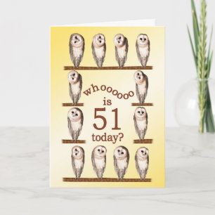 51ste verjaardag, nieuwsgierige uilkaart. kaart