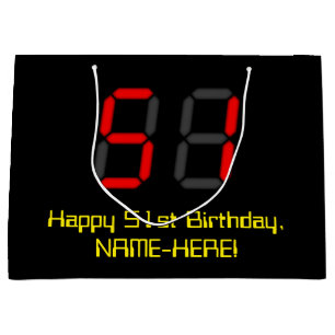 51ste verjaardag: Rode digitale klokstijl "51" + n Groot Cadeauzakje