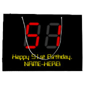 51ste verjaardag: Rode digitale klokstijl "51" + n Groot Cadeauzakje (Achterkant)