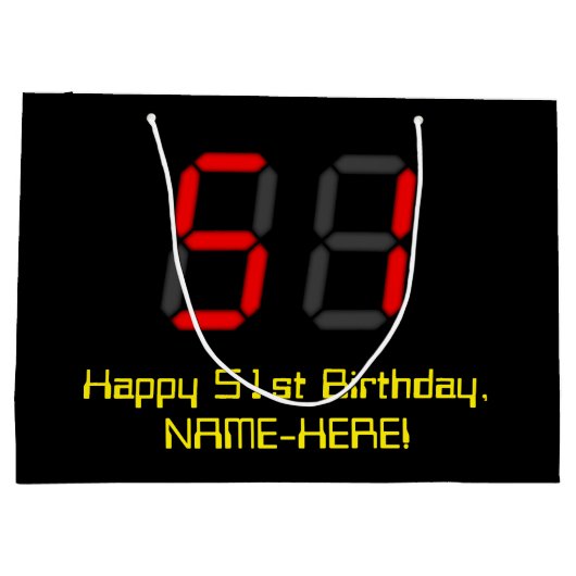 51ste verjaardag: Rode digitale klokstijl "51" + n Groot Cadeauzakje