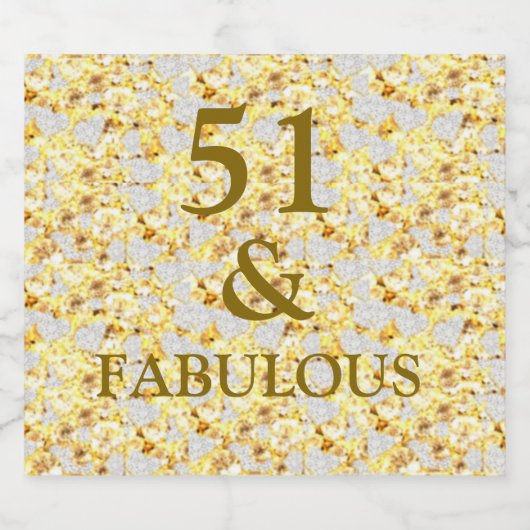 51ste verjaardag sparkling wijnetiket (Enkel label)