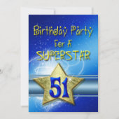 51ste verjaardag uitnodiging voor een superster. (Voorkant)