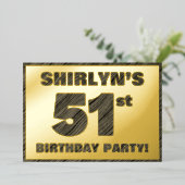 51ste verjaardag van de partij van Birthday - Vett Folie Uitnodiging (Staand Voorkant)