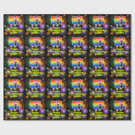 51ste verjaardag: vuurwerk, regenboogblik # "51" cadeaupapier