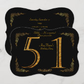 51ste, Verjaardagsfeest 51ste, grote Gatsby, zwart Kaart (Voorkant / Achterkant)
